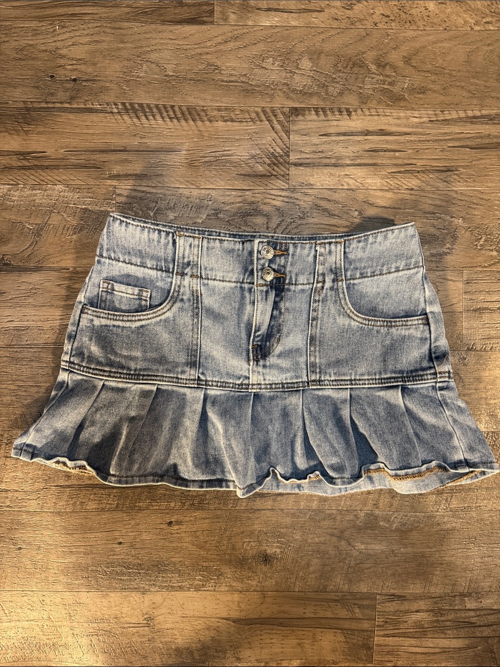 PacSun Light Blue Denim Ruffle Hem Mini Skirt - Size 27